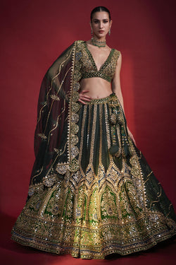 Emerald Green Mirror Lehenga Set