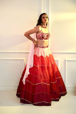 CELESTE   Pink Dupion Ombre Lehenga