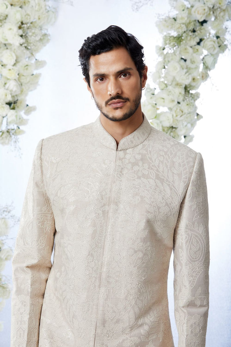 Ivory Sequin Sherwani Set