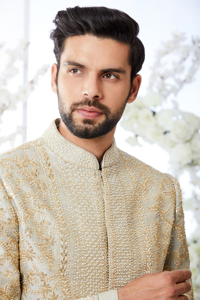 Two Tone Grey Sherwani Set