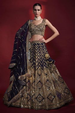 Midnight Blue Mirror Lehenga Set