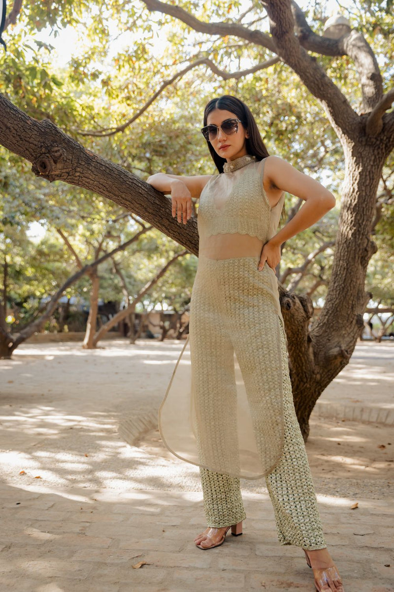 Light Olive Mesh Pant Set