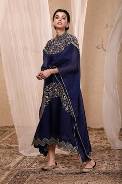 Blue Embroidered Kaftan