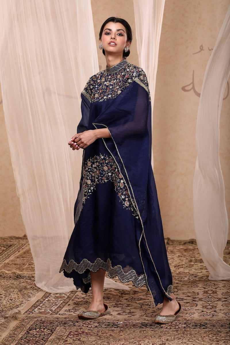 Blue Embroidered Kaftan