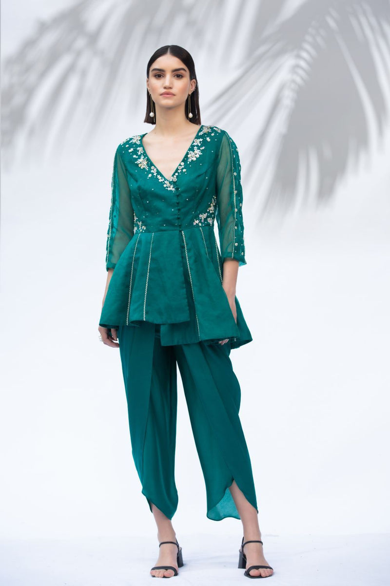 EMERALD GREEN TUNIC WITH DHOTI