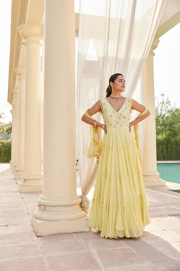 Yellow Tiered Gown