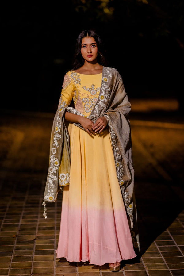 Yellow Pink Anmol Gown
