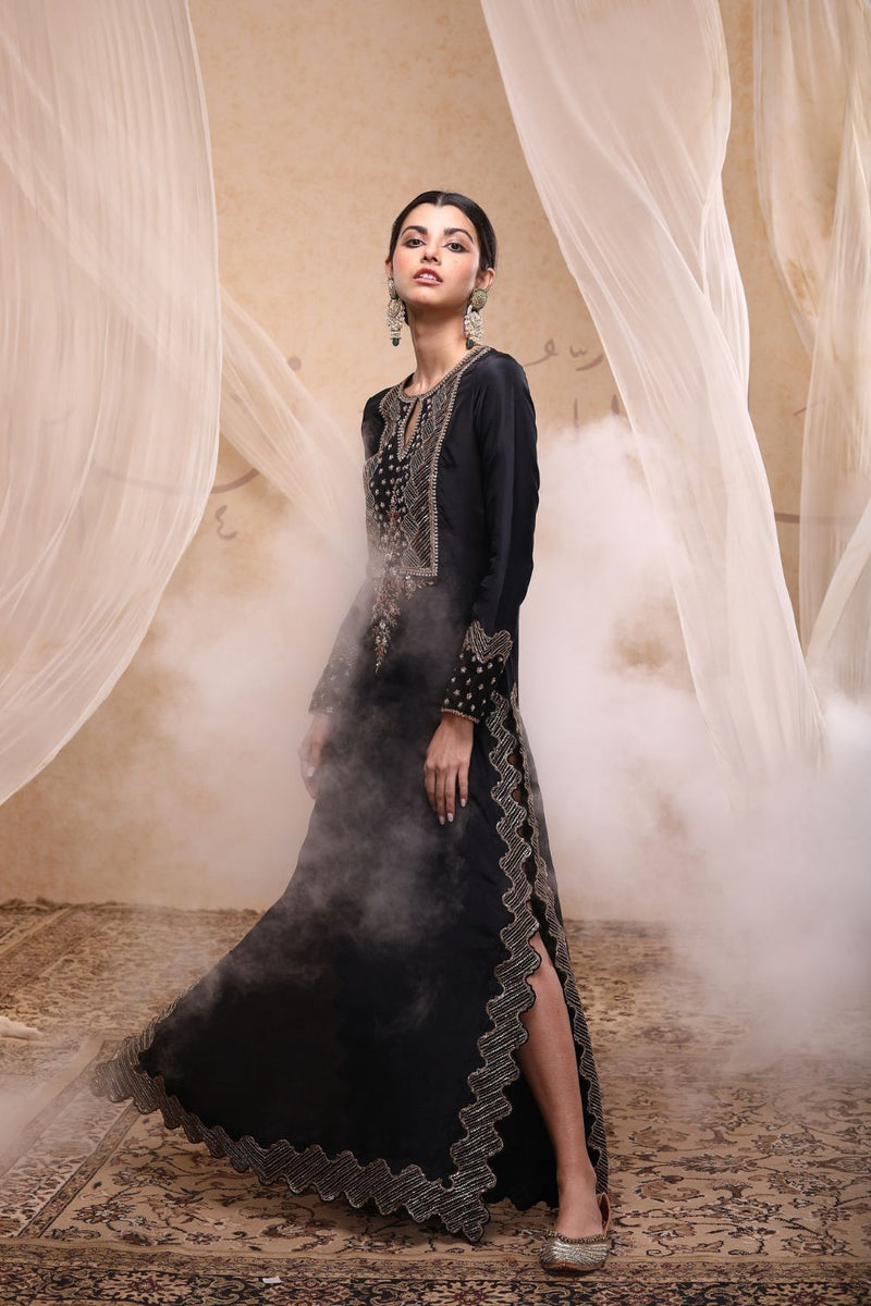 Black Sequins Embroidered Kurta