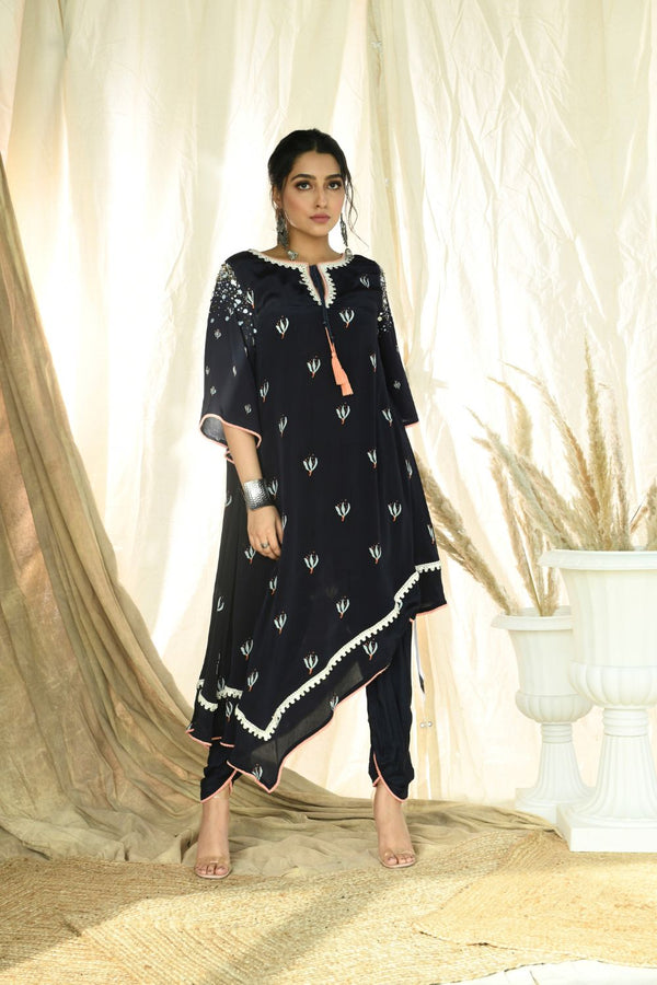 Midnight motif printed kurta & dhoti set