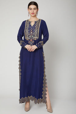 Blue Sequins Embroidered Kurta