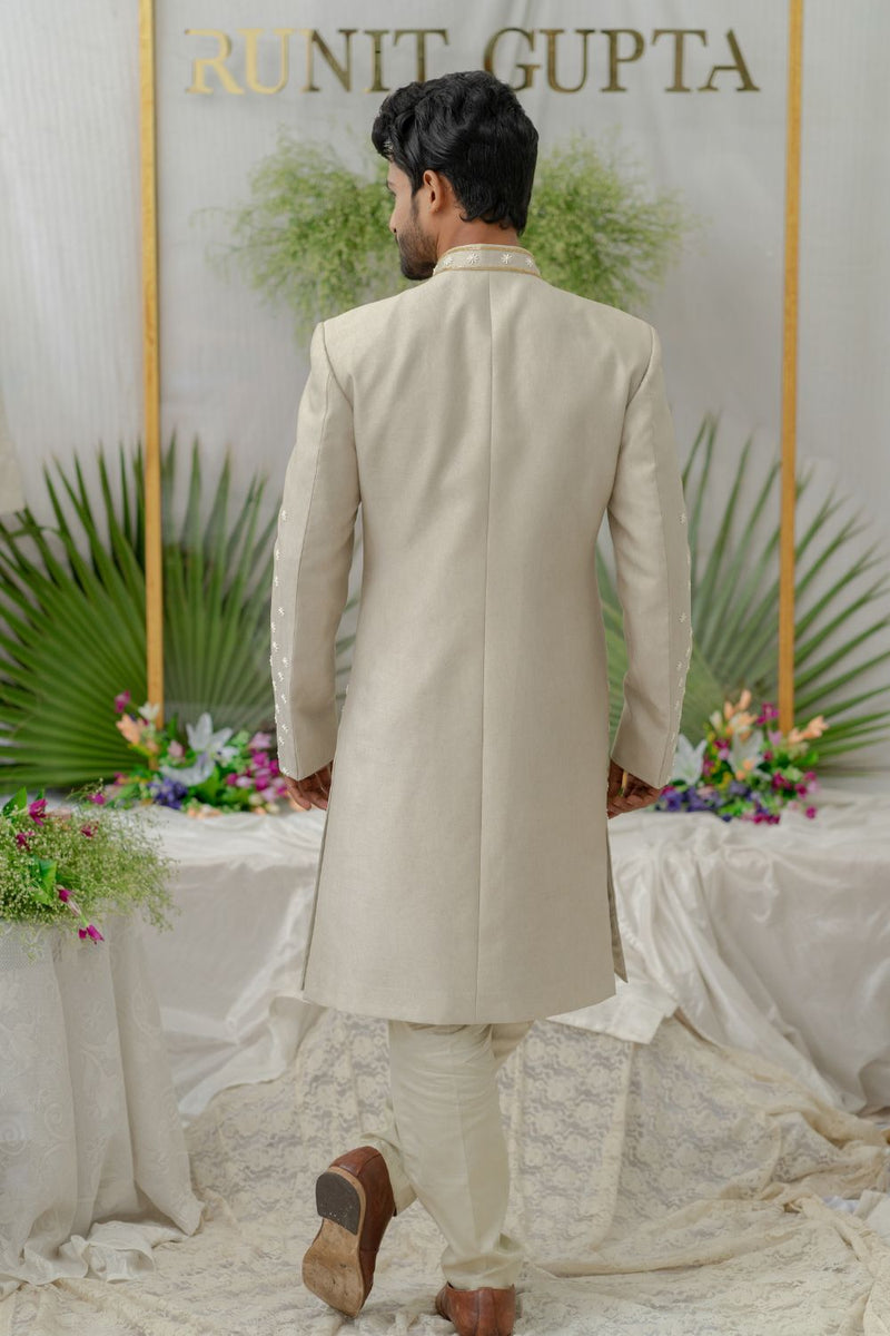 Raag Grey Embroidered Sherwani Set