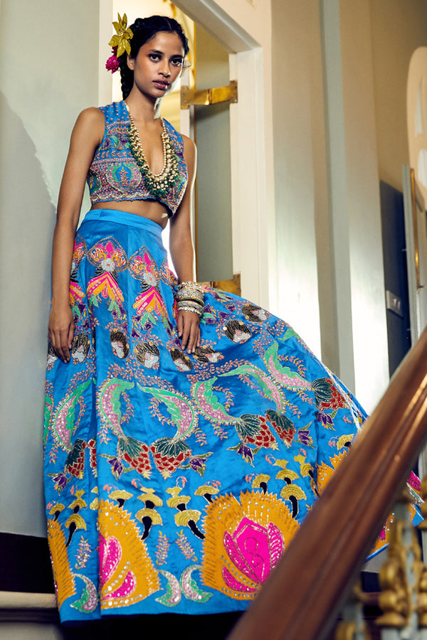 Dodger Blue Lehenga Set