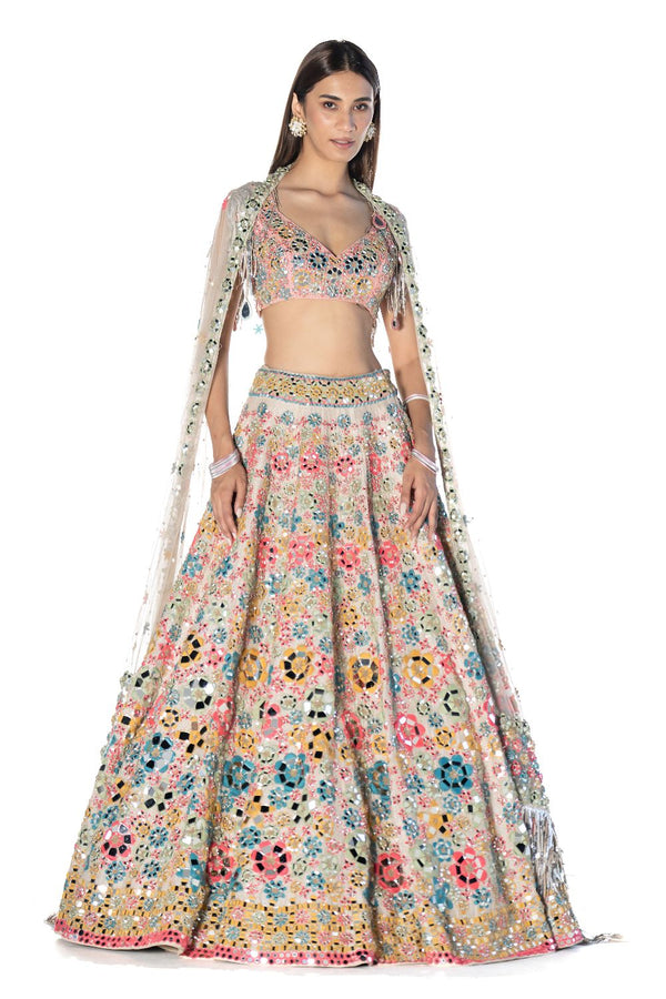 Multicoloured Floral Pattern Lehenga