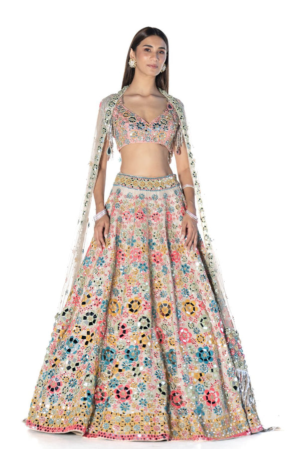 Multicoloured Floral Pattern Lehenga
