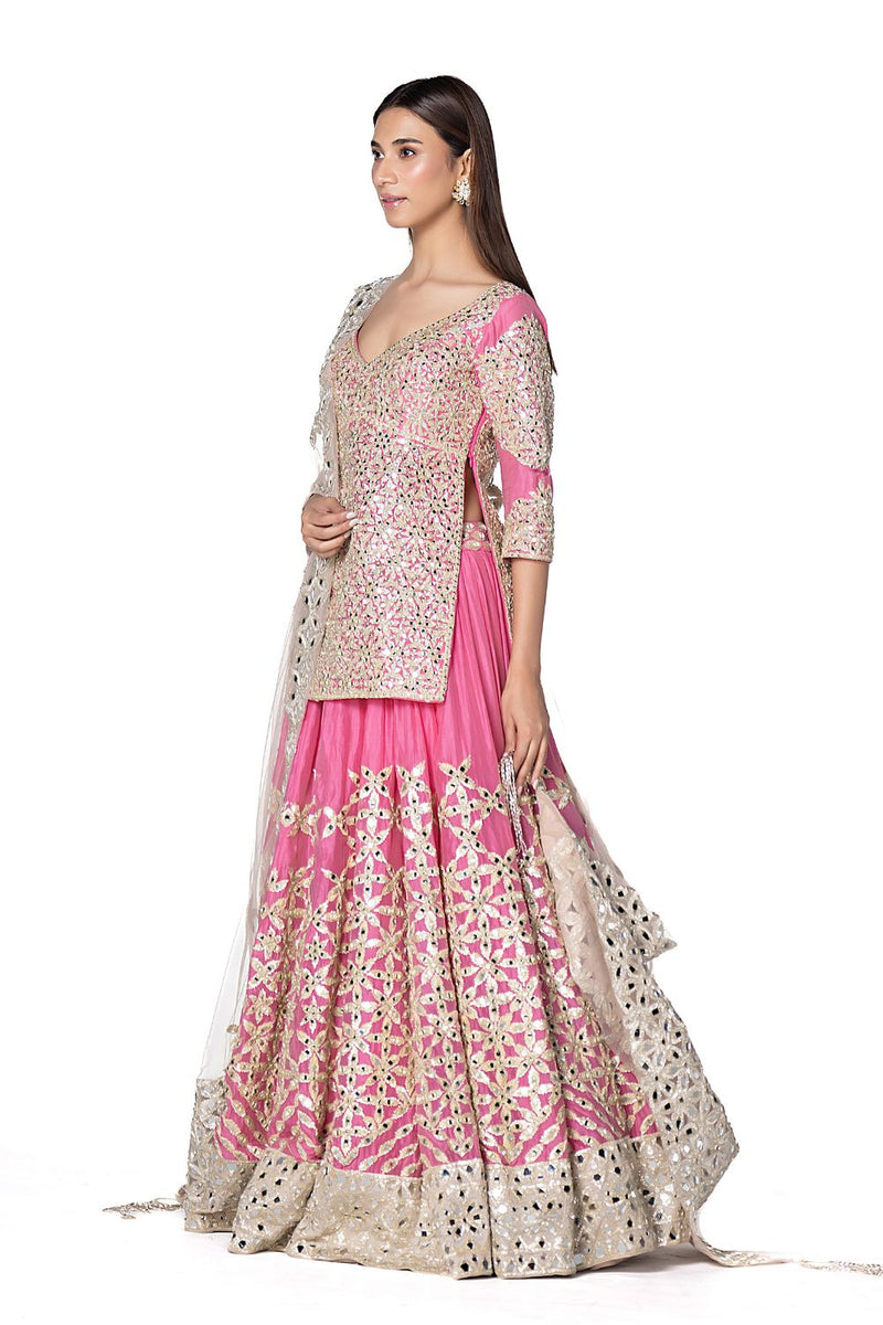 Monotone Gotta Embellished Lehenga With Neutral Shade Duppata