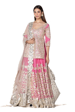 Monotone Gotta Embellished Lehenga With Neutral Shade Duppata