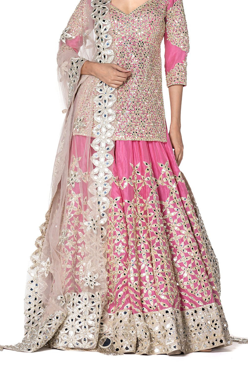 Monotone Gotta Embellished Lehenga With Neutral Shade Duppata