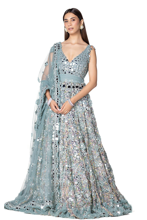 Hand Embroidered Embellished Anarkali