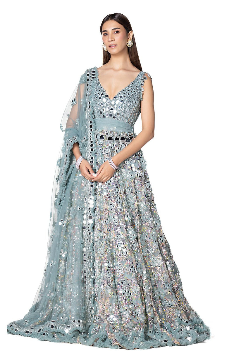 Hand Embroidered Embellished Anarkali
