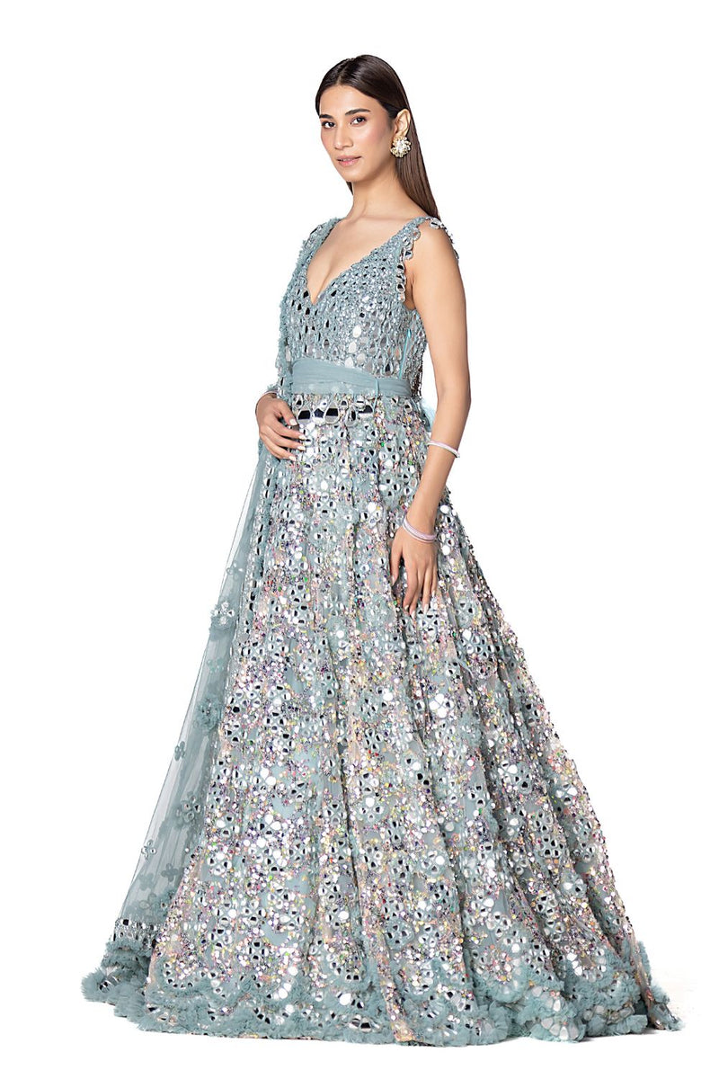 Hand Embroidered Embellished Anarkali