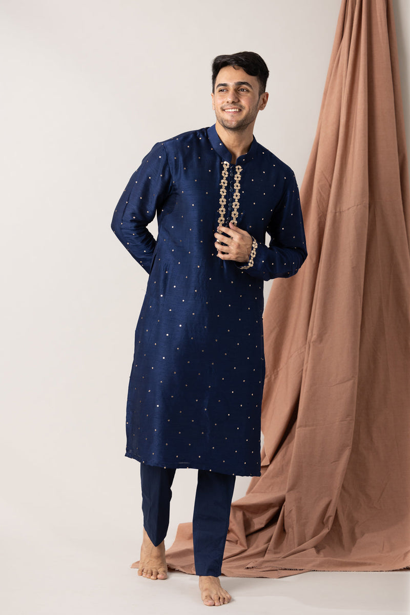 Blue Gota Embroidered Kurta And Pants