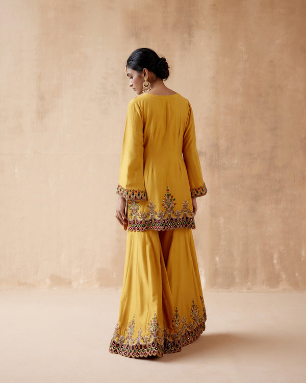 Mustard Kurta With Sharara