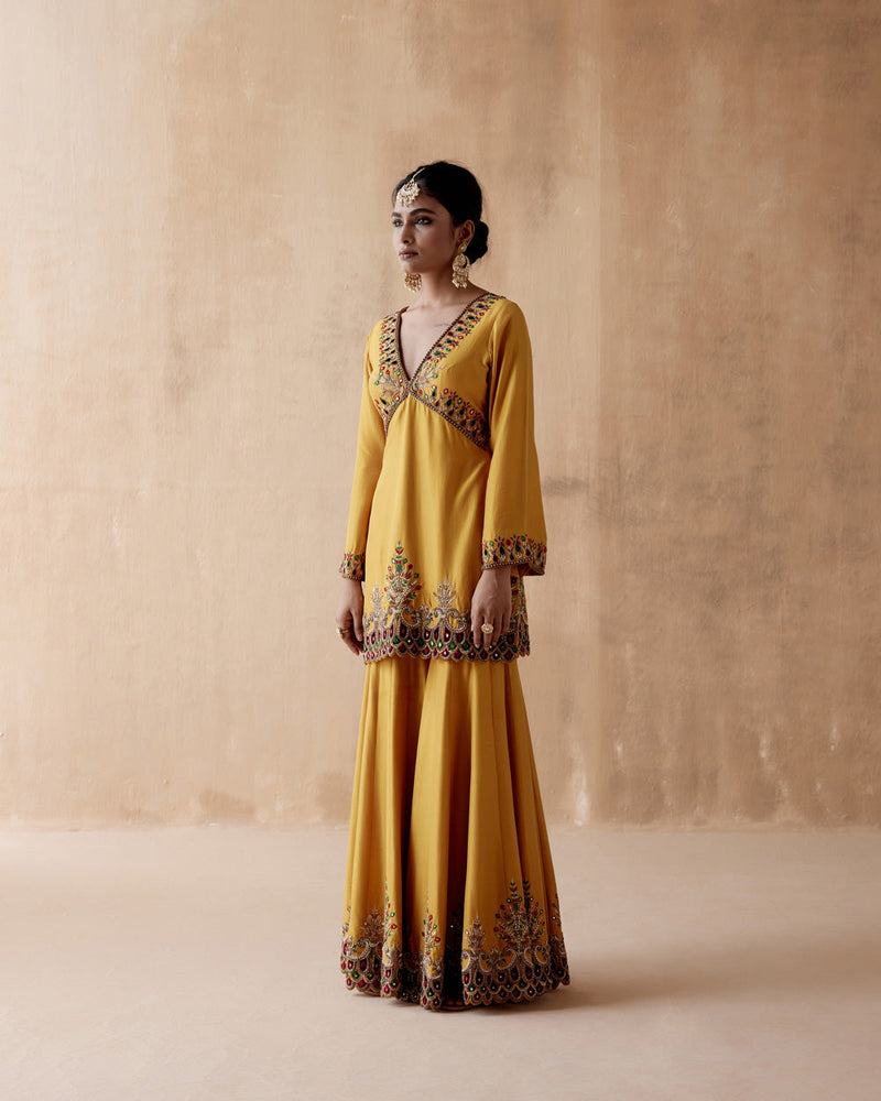 Mustard Kurta With Sharara