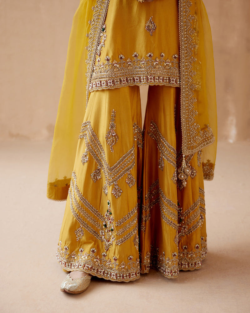 Mustard Kurta With Sharara