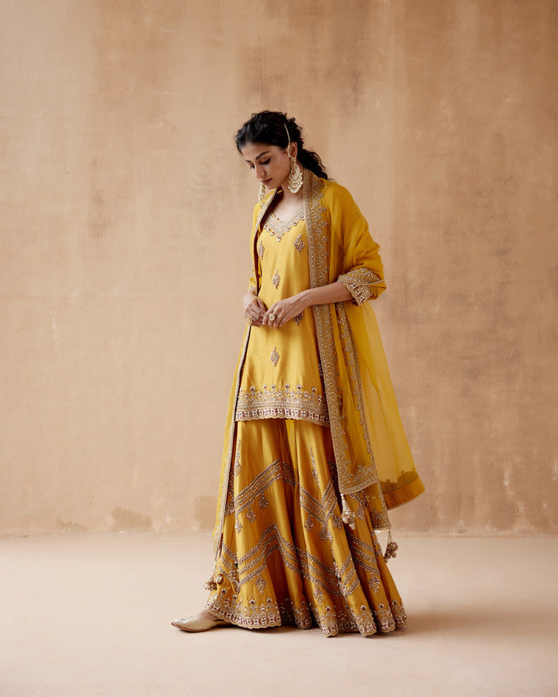 Mustard Kurta With Sharara