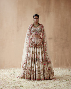 Ivory Dupion Silk Lehenga Set