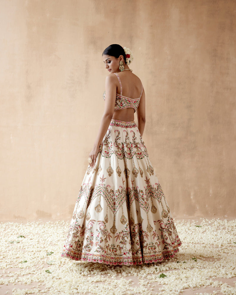 Ivory Dupion Silk Lehenga Set