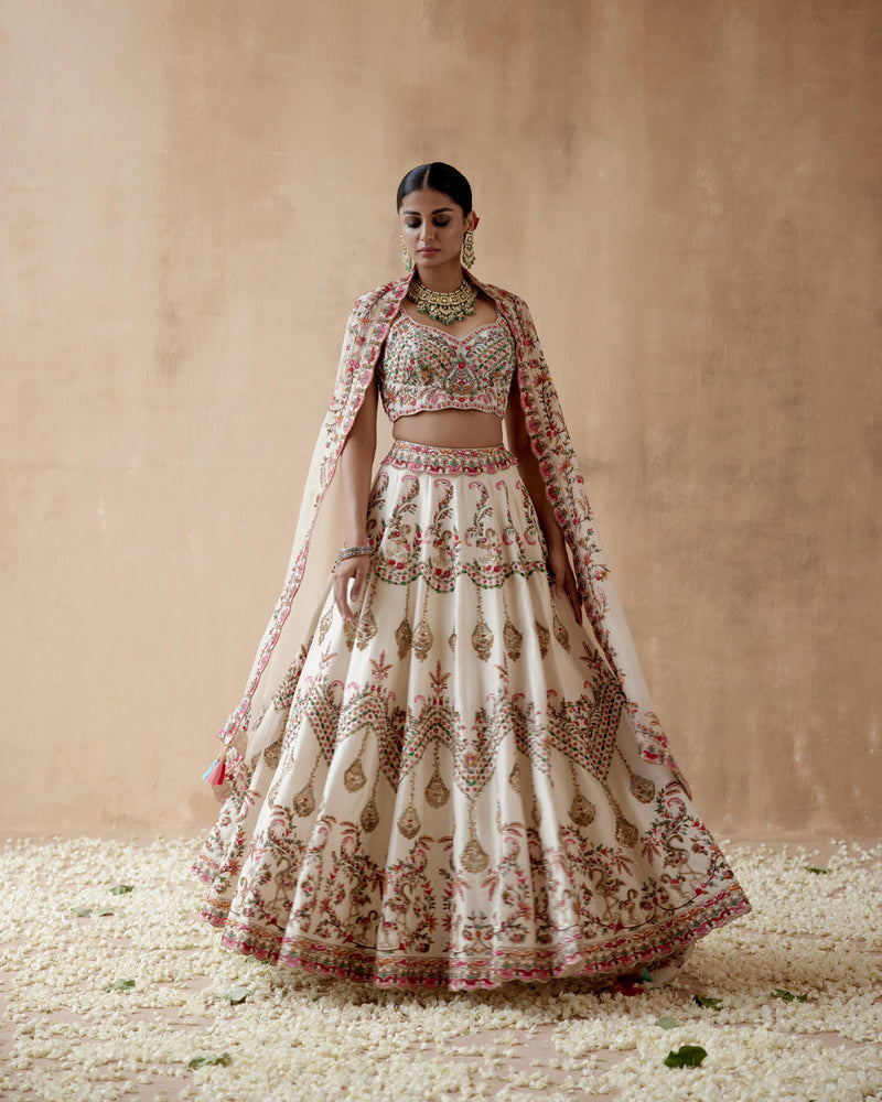 Ivory Dupion Silk Lehenga Set