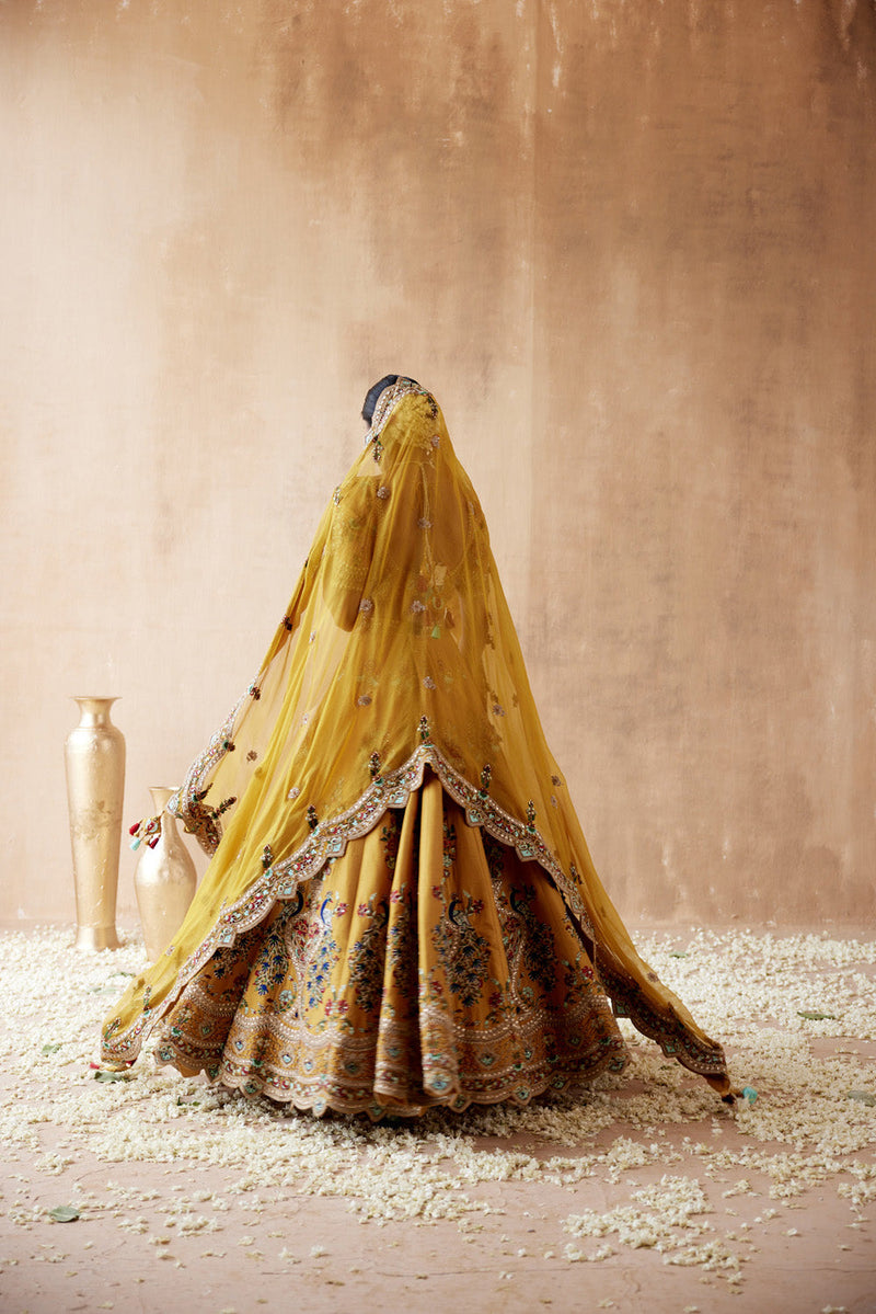 Mustard Dupion Silk Lehenga Set