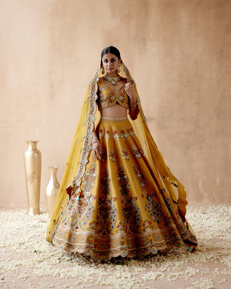 Mustard Dupion Silk Lehenga Set