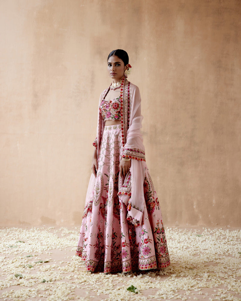 Pink Raw Silk Lehenga Set