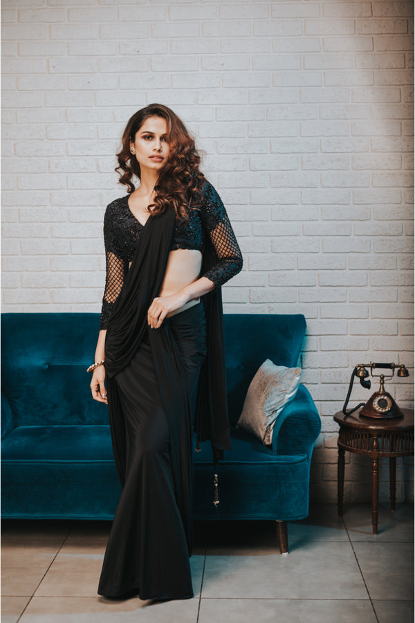 Black draped saree