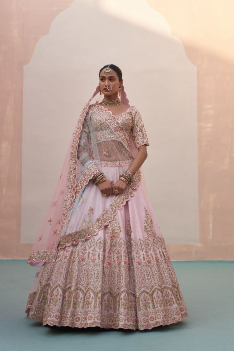 Blush Pink Double Dupatta Lehenga Set