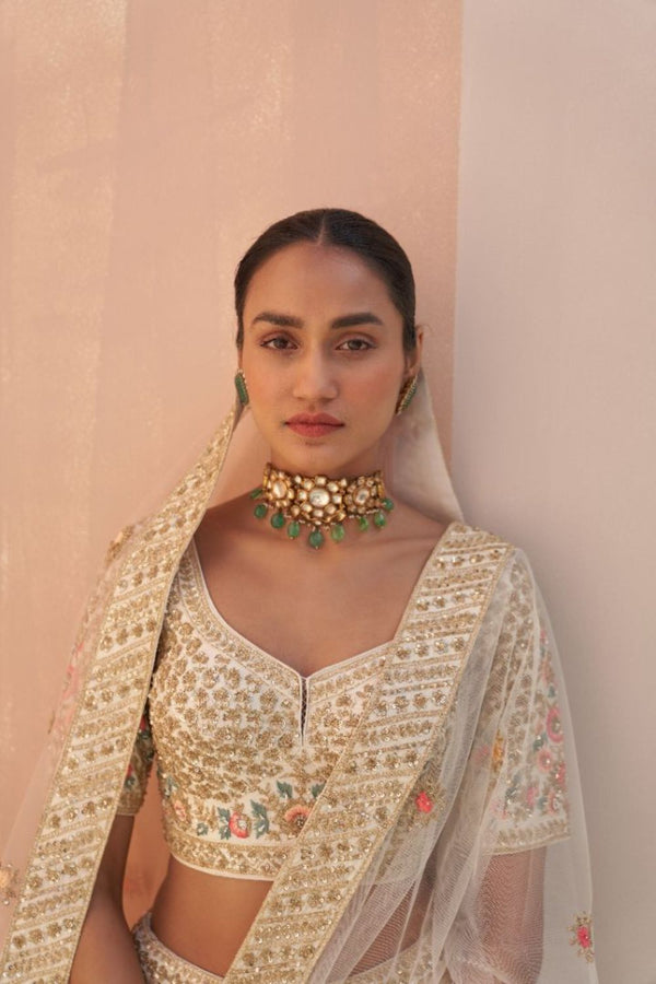 Ivory Double Dupatta Lehenga Set