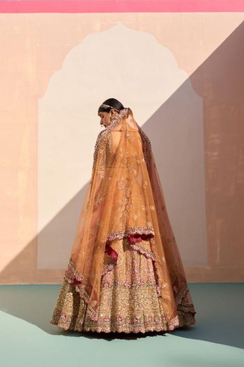 Mustard Organza Double Duppatta Lehenga Set