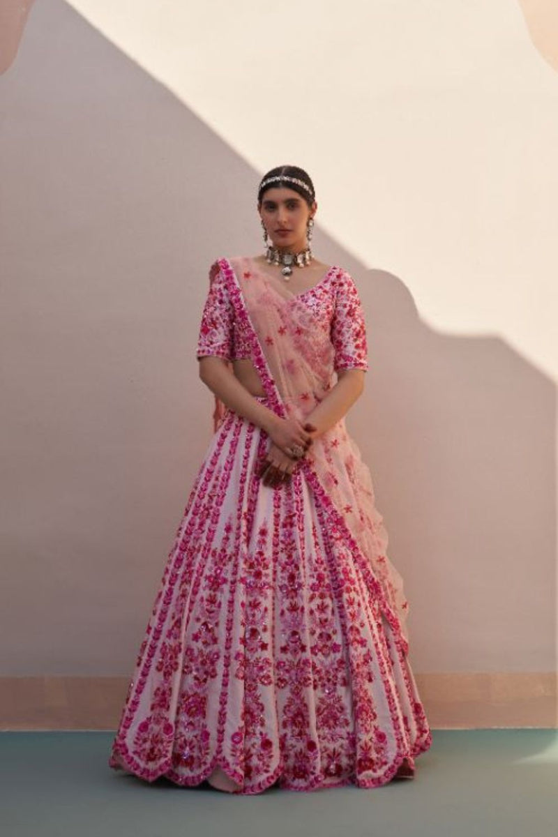 Blush Pink Double Dupatta Lehenga Set