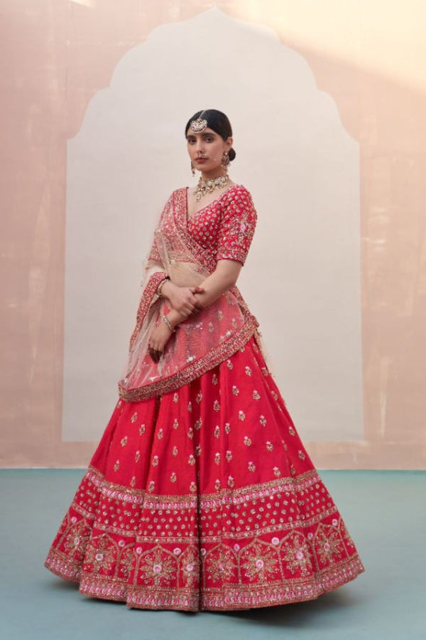 Red Double Dupatta Lehenga Set