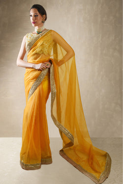 Mango Yellow Saree Set