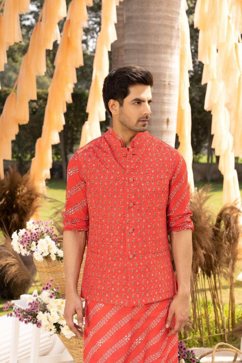 Red Printed Bundi