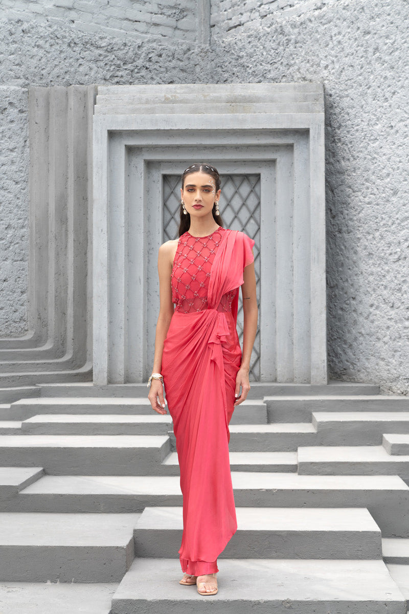 Raspberry Embroidered Gown