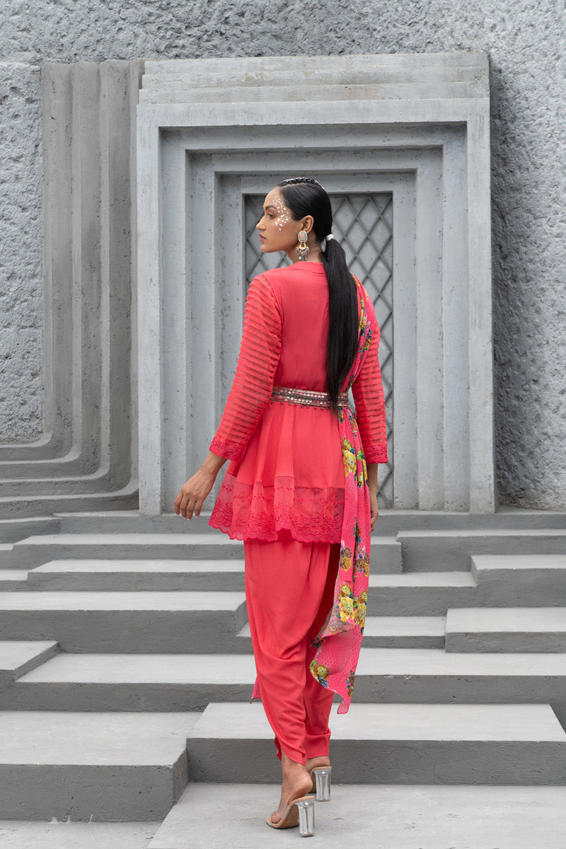 Raspberry Tunic With Dhoti Pants