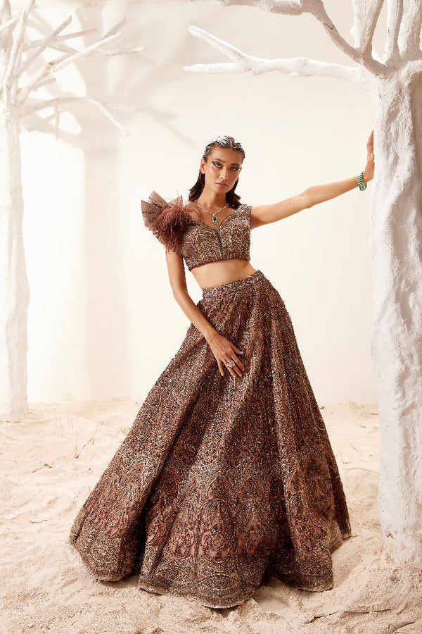 Brown Morris Lehenga