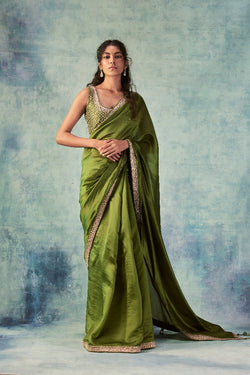 Olive Green Saree Set