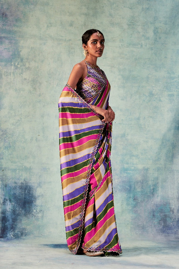 Stripes Saree With Rani Blouse