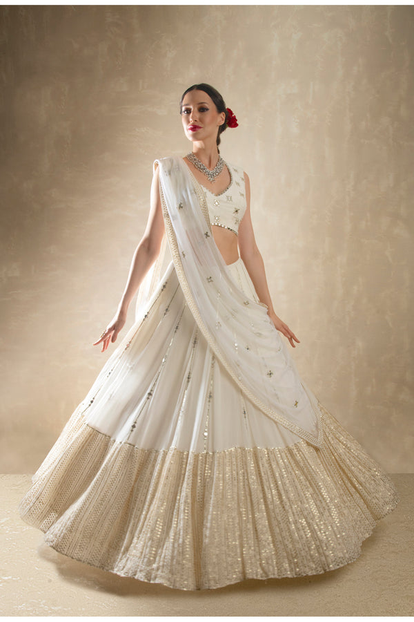 Porcelain White Lehenga Set