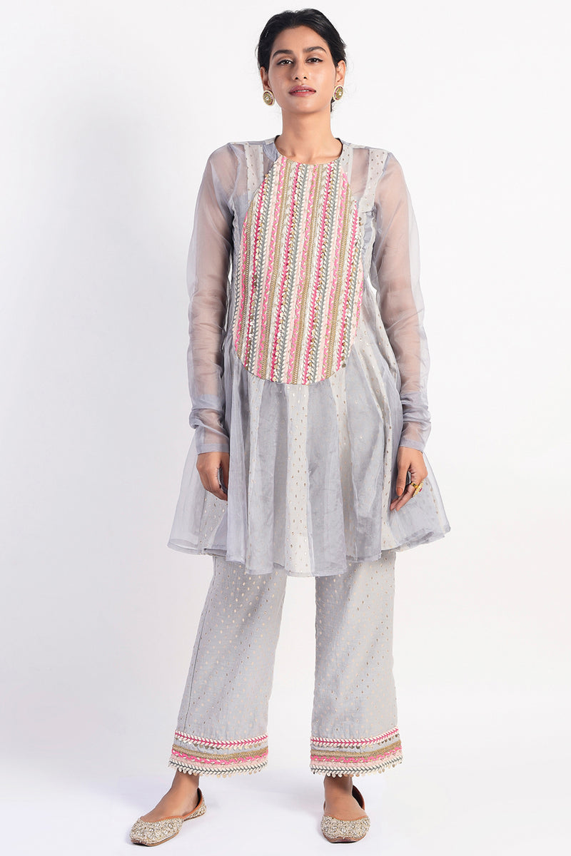 Pastle Grey Kurta Set